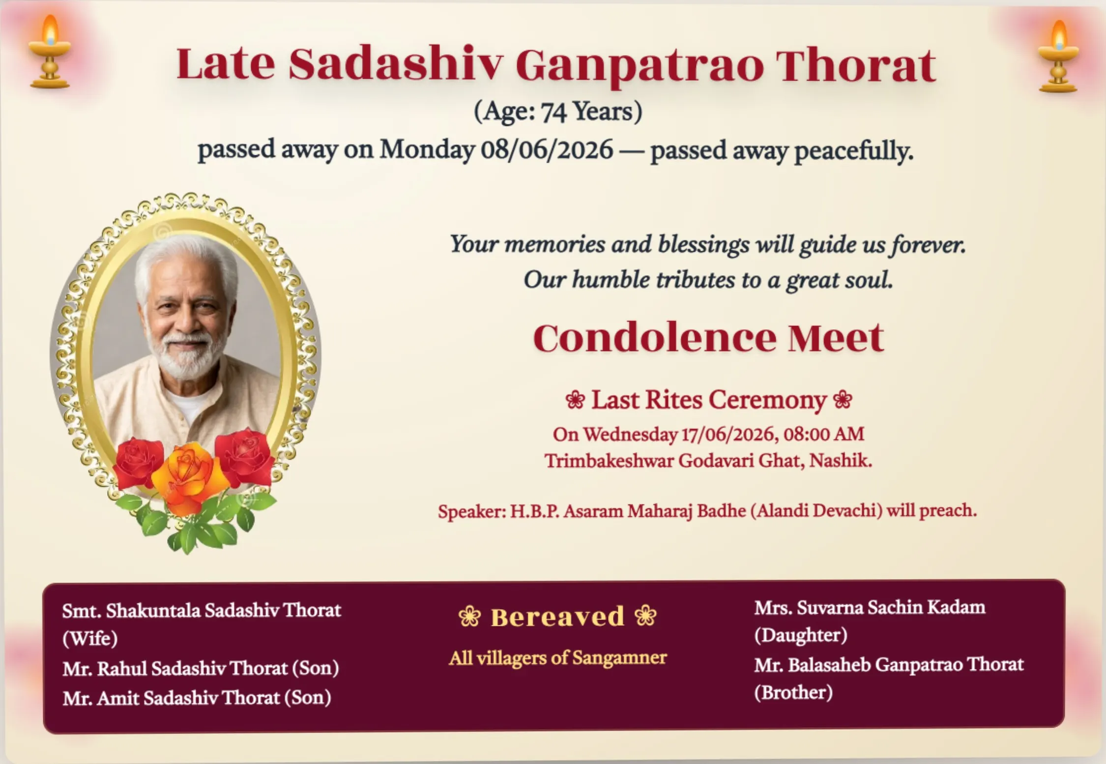 Sample Shradhanjali Banner Designs - Print Banner